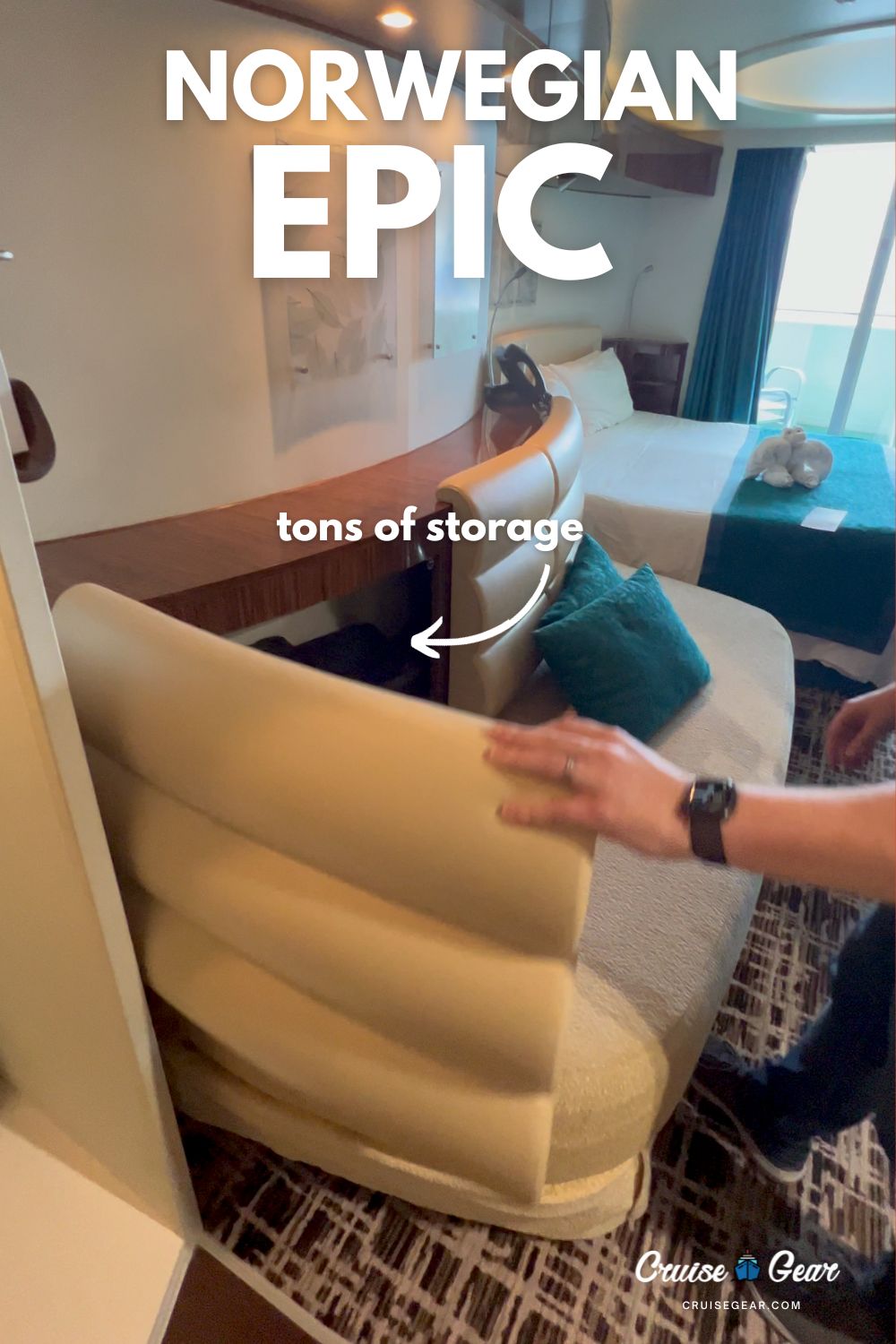 Storage in the cabin of NCL Epic