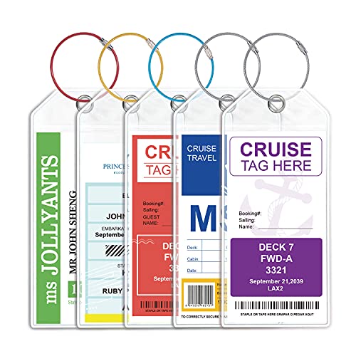 Cruise Luggage Tags Fit Cruise Ship Tag Holders Cruise Essentials & Zip Seal Clear Reusable