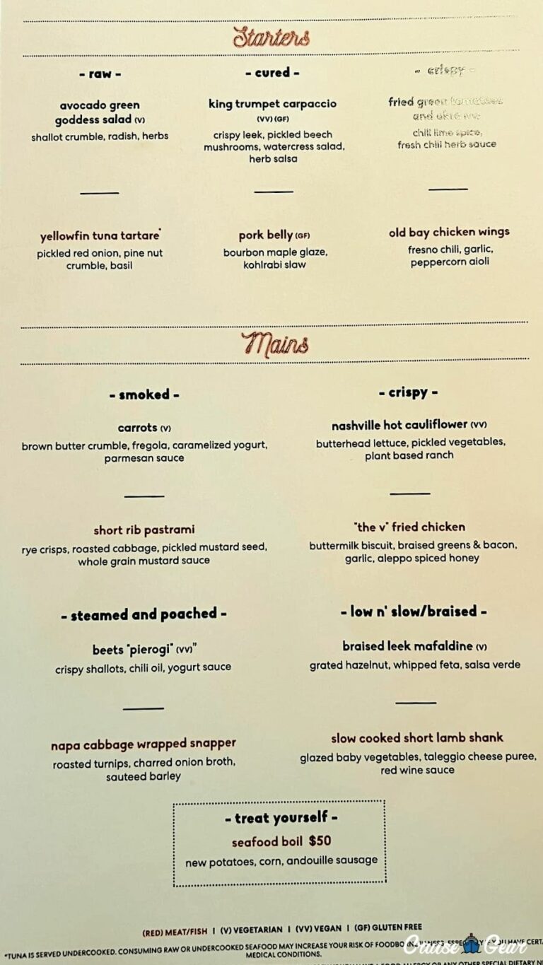Hotel Razzle Menu Card Razzle Dazzle Virgin Voyages Menu + Virtual Tour - Cruise Gear