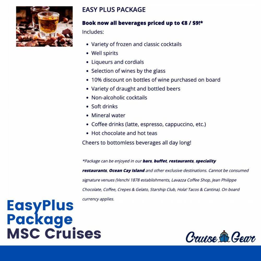 msc cruise line drink package prices