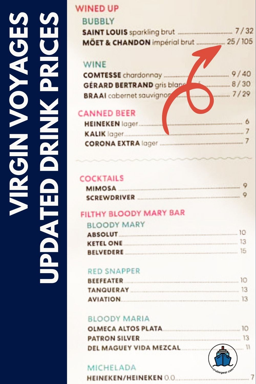 Updated virign voyages drink and bar prices