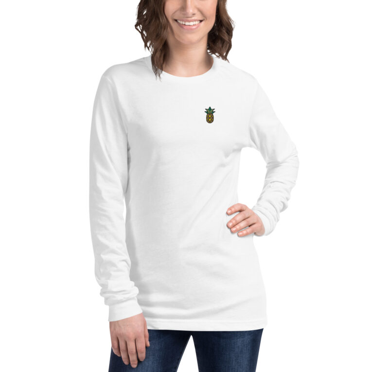 Embroidered Pineapple Icon Unisex Ultra Soft Long Sleeve T-Shirt