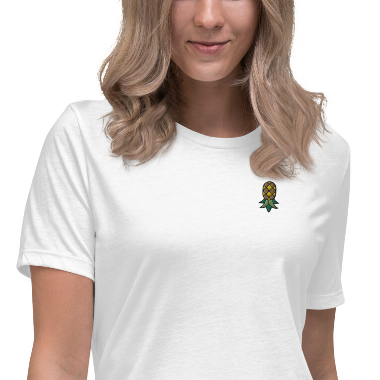 Embroidered Upside Down Pineapple - IYKYK Women's Relaxed T-Shirt Embroidered Upside Down Pineapple - IYKYK Women's Relaxed T-Shirt