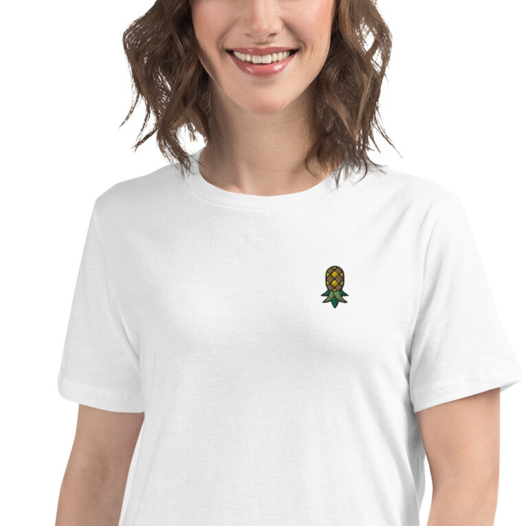 Embroidered Upside Down Pineapple - IYKYK Women's Relaxed T-Shirt Embroidered Upside Down Pineapple - IYKYK Women's Relaxed T-Shirt