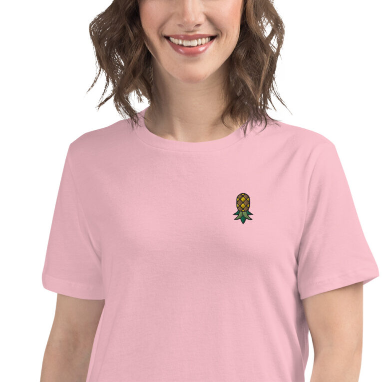 Embroidered Upside Down Pineapple - IYKYK Women's Relaxed T-Shirt Embroidered Upside Down Pineapple - IYKYK Women's Relaxed T-Shirt