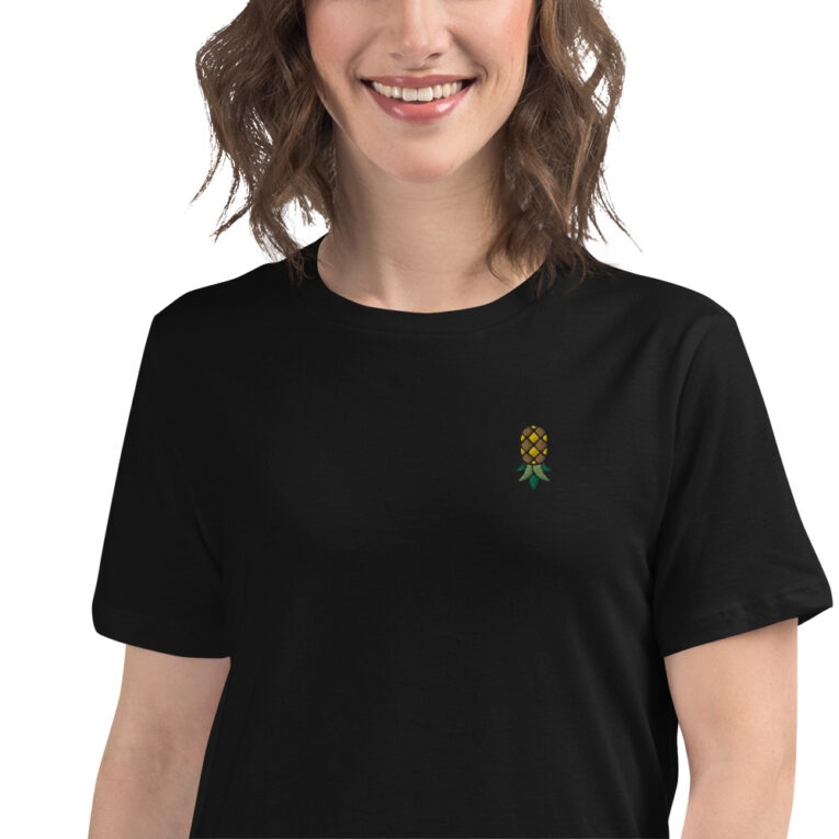 Embroidered Upside Down Pineapple - IYKYK Women's Relaxed T-Shirt Embroidered Upside Down Pineapple - IYKYK Women's Relaxed T-Shirt