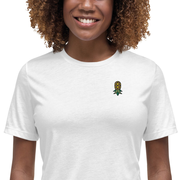 Embroidered Upside Down Pineapple - IYKYK Women's Relaxed T-Shirt Embroidered Upside Down Pineapple - IYKYK Women's Relaxed T-Shirt