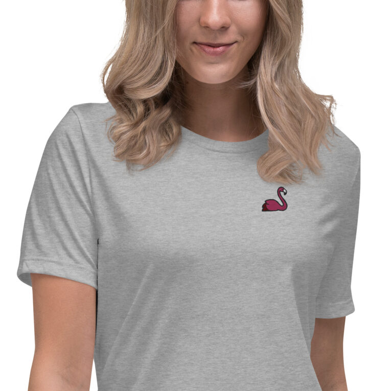 Fabulous Flamingo Embroidered Women's Relaxed T-Shirt Fabulous Flamingo Embroidered Women's Relaxed T-Shirt