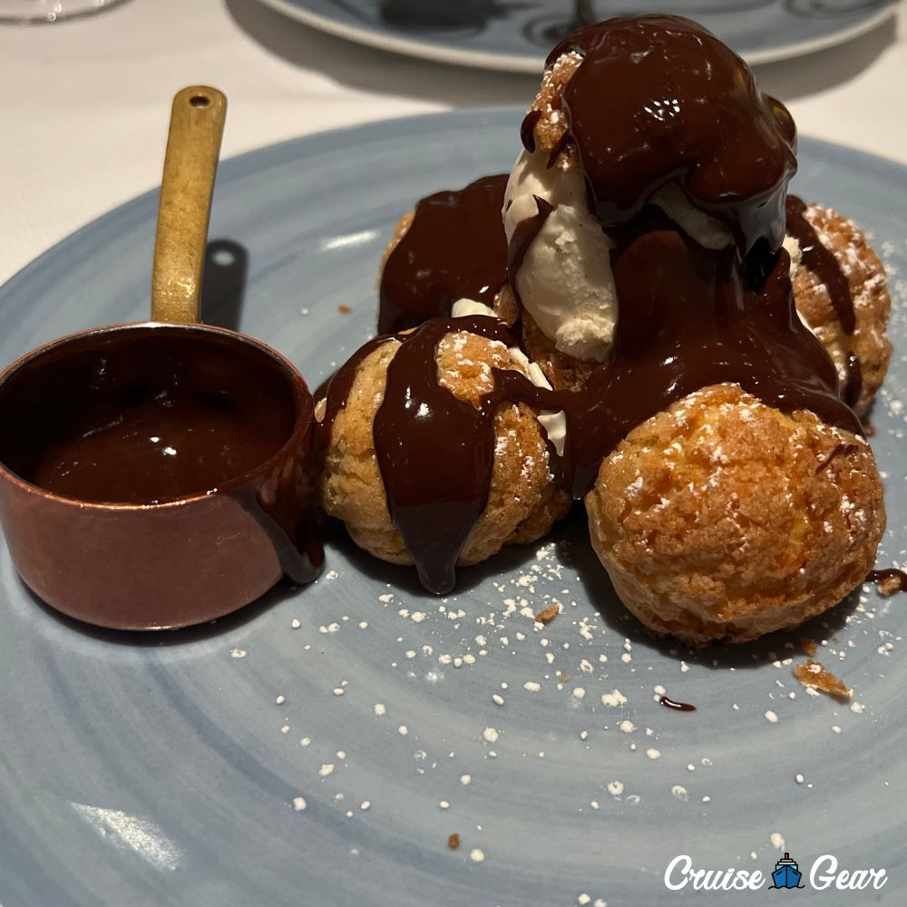 profiteroles at Rudi's Sel de Mer holland america