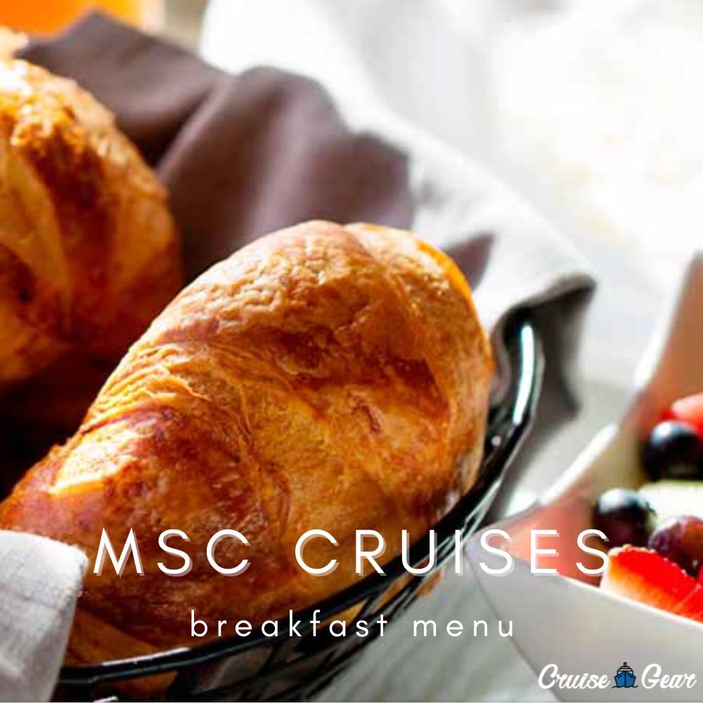 MSC room service breakfast menu