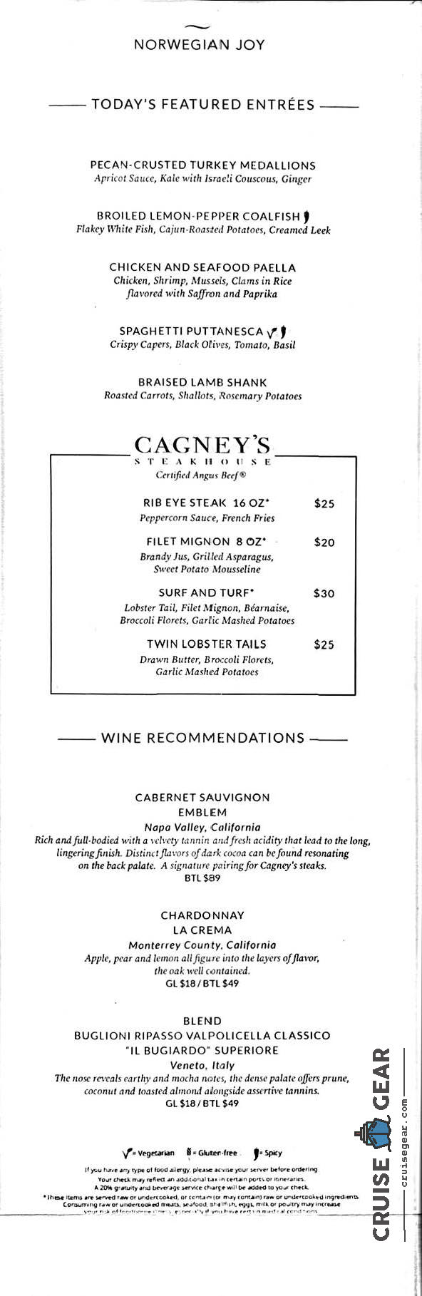 NCL Main Dining Room Menus & CHanges UPDATED FOR 2024 Cruise Gear