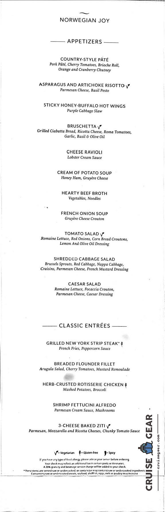 NCL Main Dining Room Menus & CHanges UPDATED FOR 2024 Cruise Gear