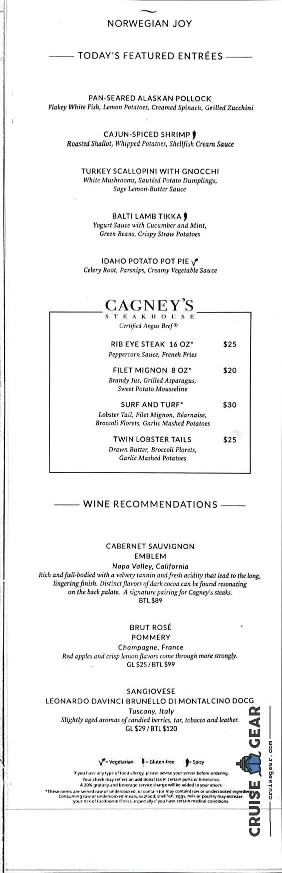 NCL Main Dining Room Menus & CHanges UPDATED FOR 2024 Cruise Gear