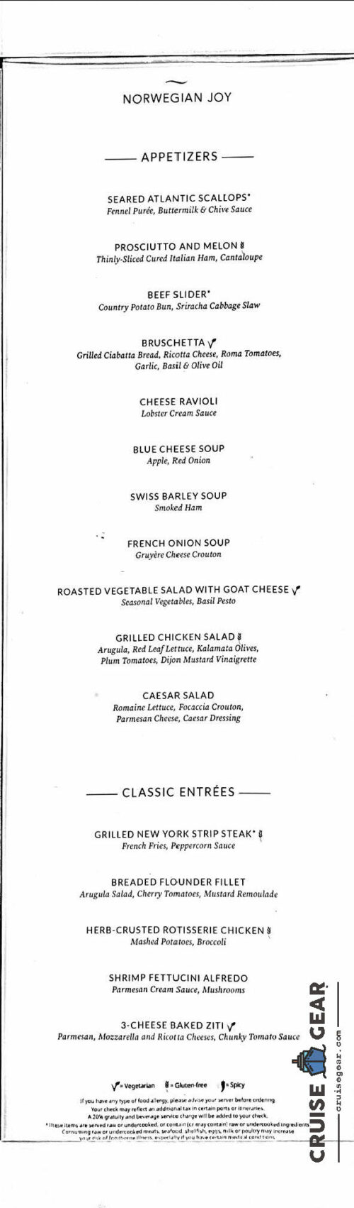 NCL Main Dining Room Menus & CHanges UPDATED FOR 2024 Cruise Gear