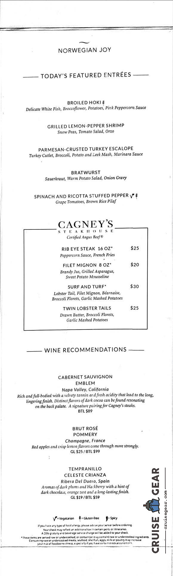 NCL Main Dining Room Menus & CHanges UPDATED FOR 2024 Cruise Gear
